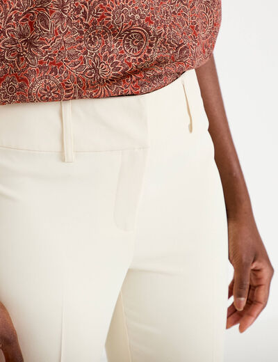 Pantalon bootcut taille standard ecru femme