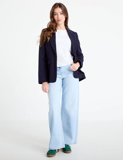 Jean wide leg taille standard denim triple stone femme