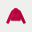Veste droite courte en bouclette rose fushia femme