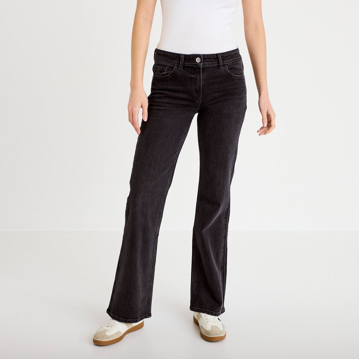 Jean bootcut taille basse denim snow noir femme