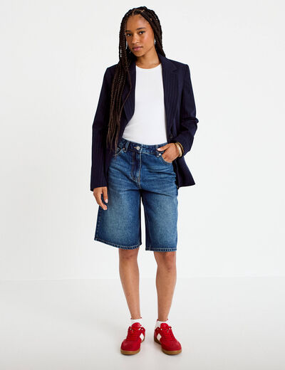 Bermuda en jean bleu fonc&eacute; femme