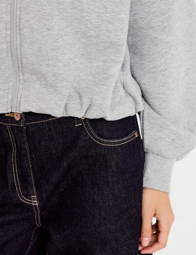 Sweat &agrave; capuche bas resserr&eacute; gris fonc&eacute; femme