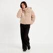 Doudoune r&eacute;versible courte velours beige femme