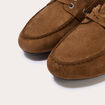 Chaussures bateau aspect daim beige femme