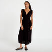 Robe midi &eacute;vas&eacute;e d&eacute;collet&eacute; sans manches noir femme
