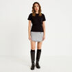 Jupe-short droite en jean denim gris femme