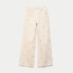 Jean wide leg broderie taille haute denim blanc femme