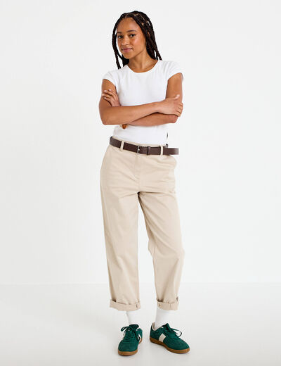 Pantalon chino avec ceinture amovible beige femme