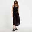 Robe droite 3/4 sans manches col v noir femme
