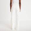 Jean wide leg taille haute &agrave; motif blanc femme