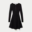 Robe pull patineuse manches longues noir femme