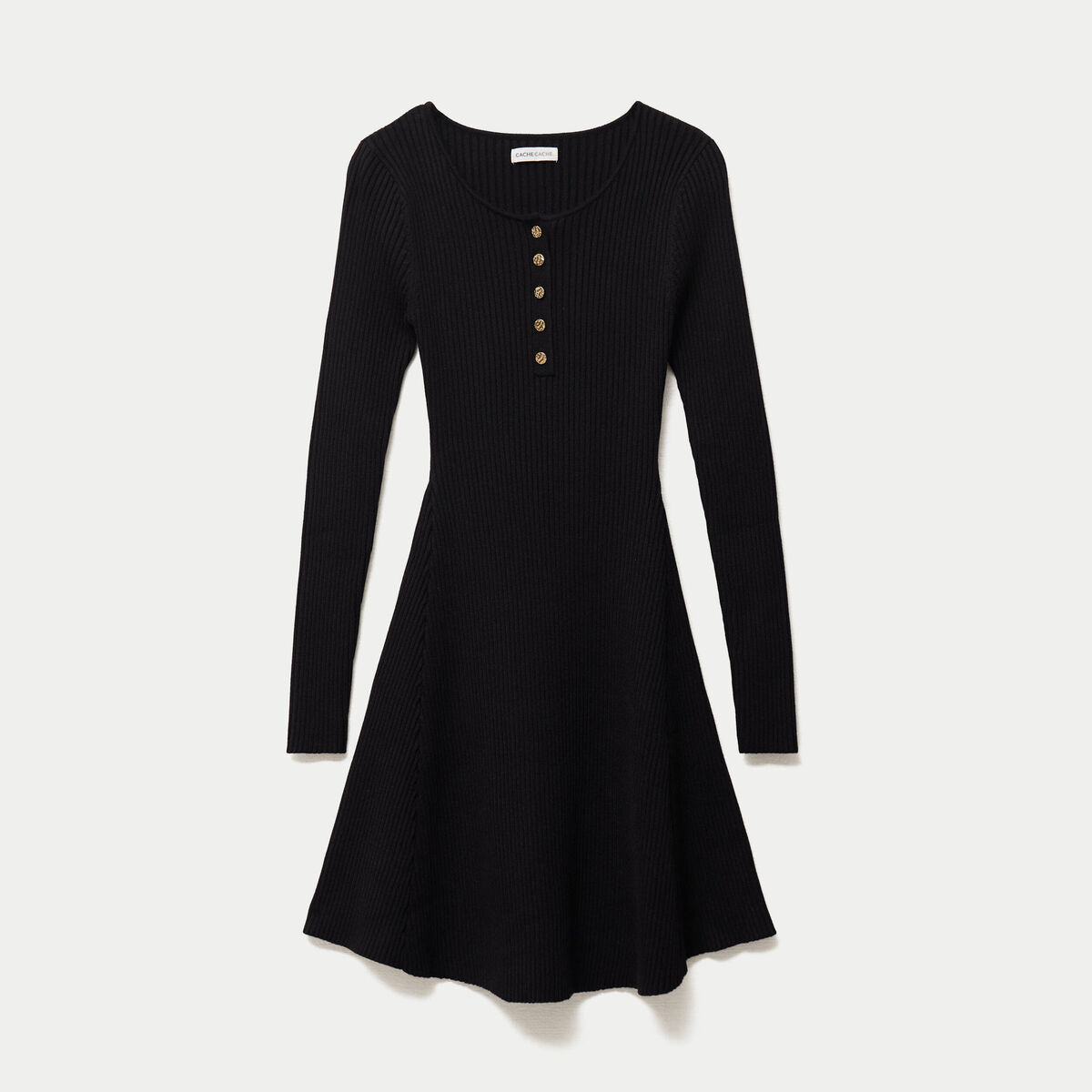 Robe pull patineuse manches longues noir femme