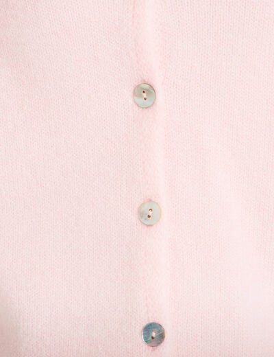 Gilet boutonn&eacute; avec col en V rose clair femme