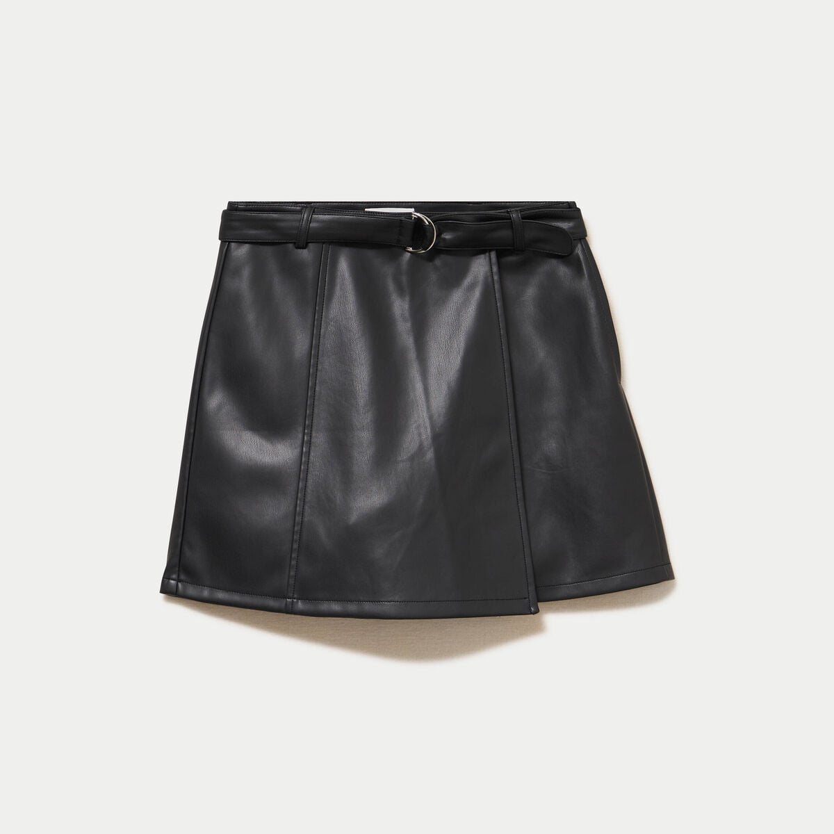 Jupe-short courte en similicuir noir femme