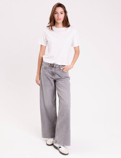 Jean wide leg taille standard denim gris femme