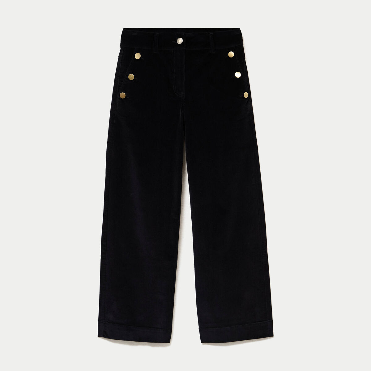 Pantalon bootcut taille haute velours noir femme