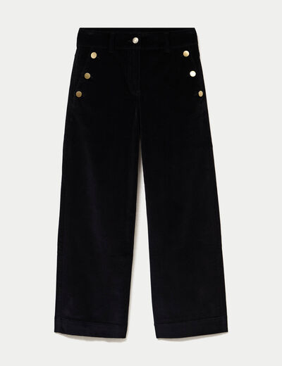 Pantalon bootcut taille haute velours noir femme
