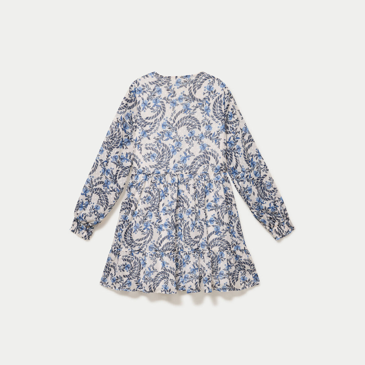 Robe droite col v manches longues blanc femme