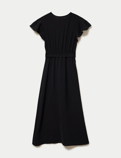 Robe D'été Simple Noire Taille 38-42 | Robe évasée Genou été Femme Basique