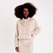 Veste fausse fourrure sable femme