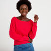 Pull ample manches longues fin rouge femme