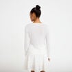 Gilet ajust&eacute; col rond manches longues ecru femme
