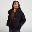 Veste droite &agrave; capuche manches longues noir femme
