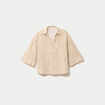 Blouse boyfriend manches 3/4 beige moyen femme