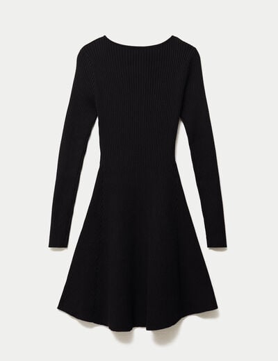 Robe pull patineuse manches longues noir femme