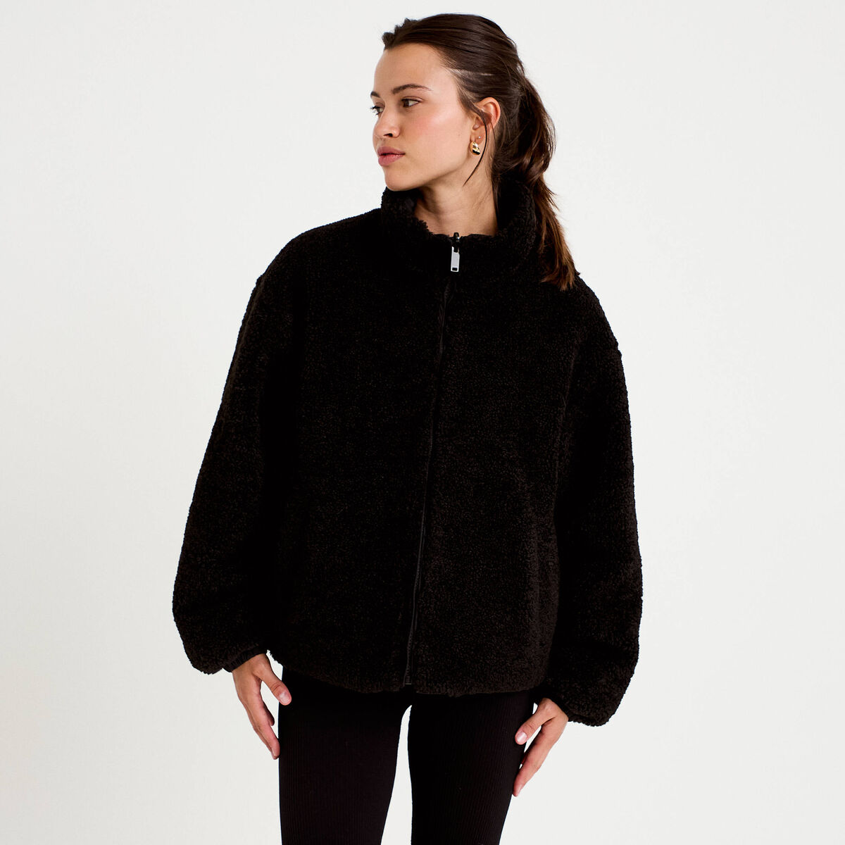 Doudoune r&eacute;versible effet polaire noir femme