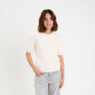 Pull dentelle manches courtes ecru femme