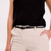 Pantalon cigarette ceintur&eacute; beige femme