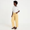 Pantalon large en velours jaune femme