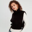 Pull sans manches col roul&eacute; noir femme