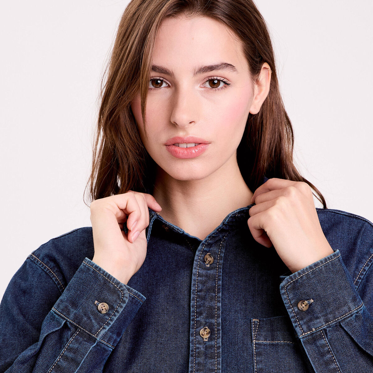 Chemise denim stone femme