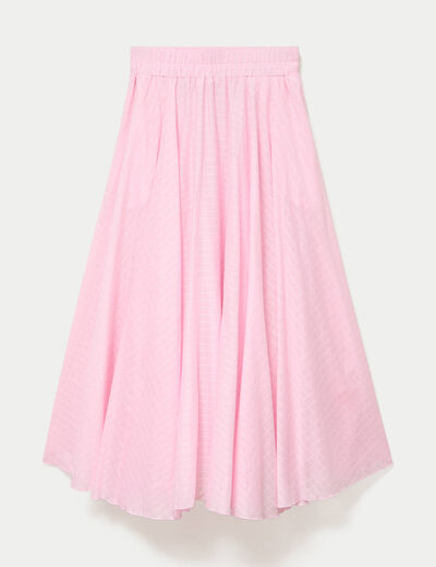 Jupe longue &eacute;vas&eacute;e rose clair femme