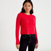 Gilet boutonn&eacute; manches longues rouge femme