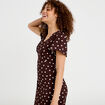 Robe longue &eacute;vas&eacute;e col v manches courtes marron femme