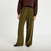 Pantalon jogging taille standard velours vert kaki femme
