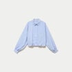 Chemise ample cropped effet boule bleu femme