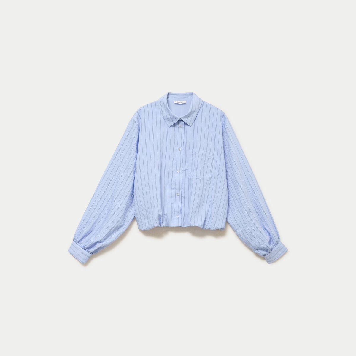 Chemise ample cropped effet boule bleu femme