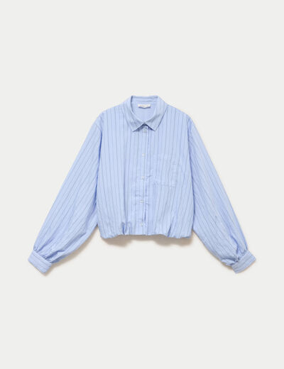Chemise ample cropped effet boule bleu femme