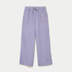 Pantalon large taille standard bleu femme