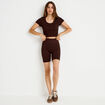 Short cycliste sans couture marron fonc&eacute; femme