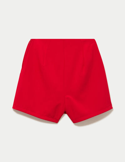 Jupe-short droite fentes rouge femme