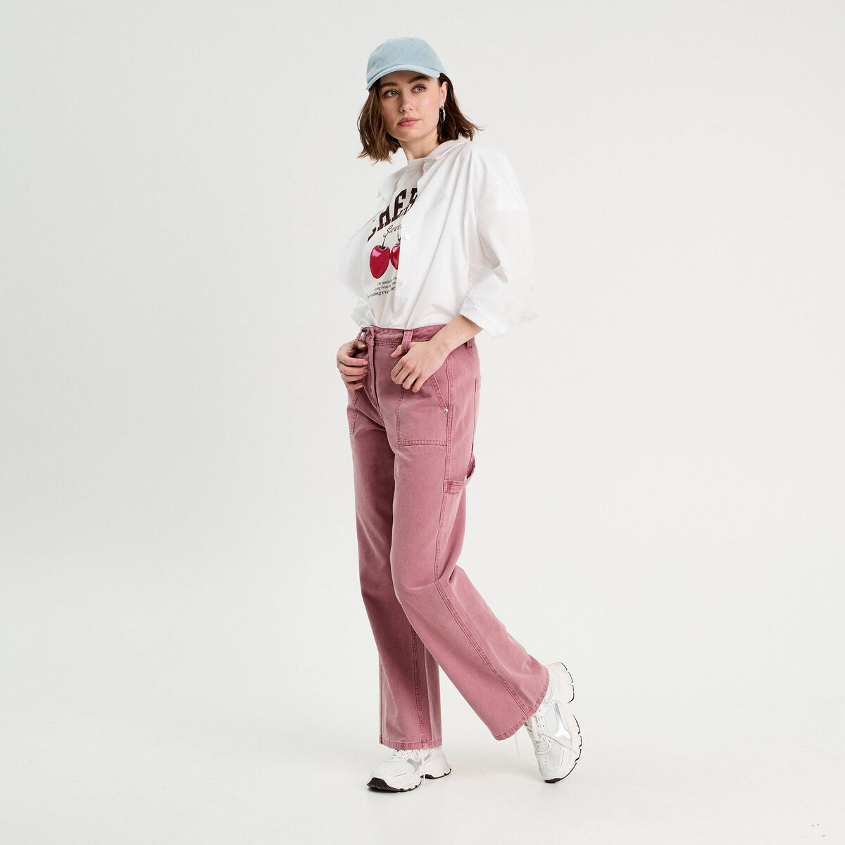 Jean wide leg carpenter vieux rose femme