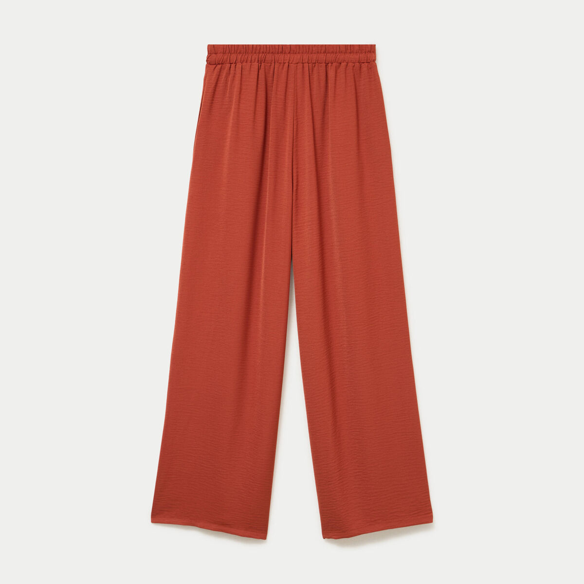 Pantalon large fluide orange fonc&eacute; femme