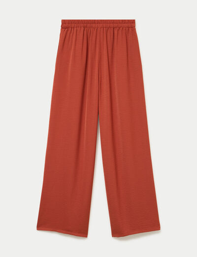 Pantalon large fluide orange fonc&eacute; femme