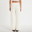 Pantalon large taille haute ecru femme