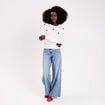 Pull &agrave; motifs coeurs ecru femme